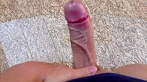 Brazilian guy jerking off in garage, giving huge cumshot for anyone wanting it