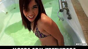 sun bathing beauty slides bikini bottoms aside for pov 😏