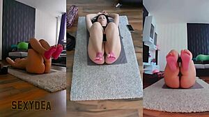 triple the pleasure, watch me sweat in triple cam view during naked yoga.
