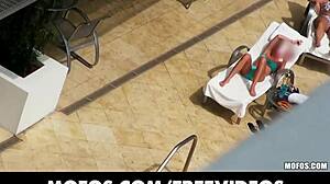 sun bathing beauty slides bikini bottoms aside for pov 😏