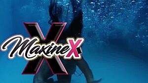 Lesbian tongue fucks Maxine X hard on Jada Fire tits.