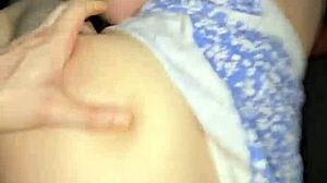 fucked sexy busty blonde in car, came on face