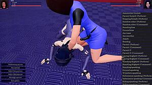 Femdom lesbian scene with dominant woman controlling submissive partner in intense action and power play