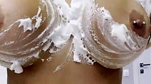 monika fox poses naked at home, smears cream on body and butt, it's so free