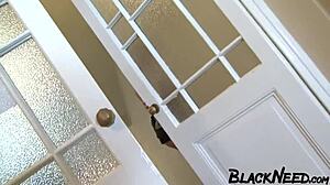 Interracial anal sex with busty amateur taking big cock. Rough deepthroat adds wild intensity.