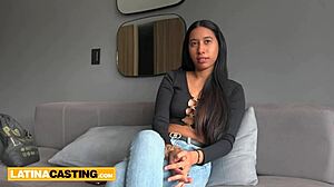 Wow! Sizzling latina mounts monster cock in red lingerie!