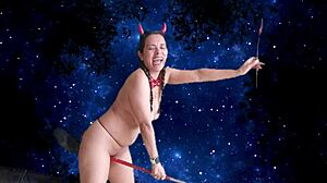 Intense Outdoor Halloween Orgasm