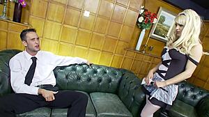 lou lou dives into muff with stockings and lingerie