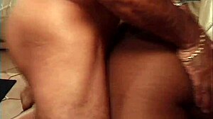 bent hooker licks balls while riding hairy black tattooed stud