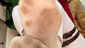 tsunderebean dominates mikasa in this intense scene.