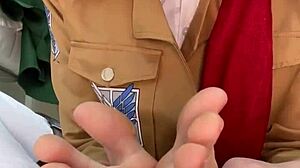 tsunderebean dominates mikasa in this intense scene.