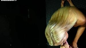 Sophia Swallows Huge Cumshots at Gloryhole