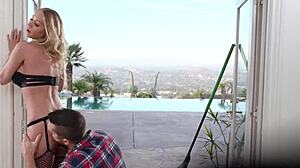 Bored Blonde Housewife Katie Morgan Seduces Gardener Into Fucking While Hubby Is Away