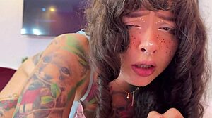 Split Tongue Girl Delivers Sloppy Blowjob and Cumshot