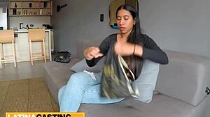 Wow! Sizzling latina mounts monster cock in red lingerie!