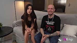 Hey, check young Vanesa Merino eating old cock at casting