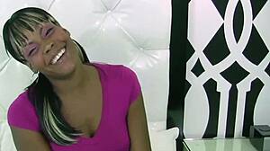 Ebony Babe Gives Handjob And Blowjob Leading To Facial Cumshot!