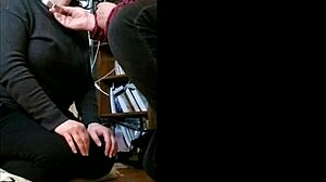 European Milf Slave Sara Pacte Flashes in Bondage Exhibition