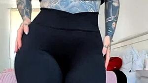 milf in sheer leggings getting a close-up view 😍