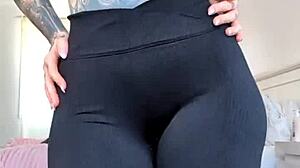 milf in sheer leggings getting a close-up view 😍