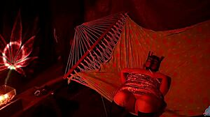 getting frisky in a tent fingering her wet hole in a hammock