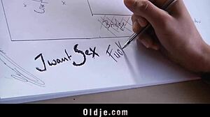 Young Brunette's Heart Races As She Sucks And Fucks Her Old Teacher To Cum