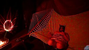 getting frisky in a tent fingering her wet hole in a hammock