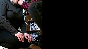 European Milf Slave Sara Pacte Flashes in Bondage Exhibition