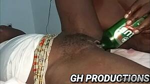 Ebony Slut Inserts Club Bottle In Pussy And Ass For Anal Play