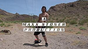 Maxx Stoner enjoys solo play with toys in the desert