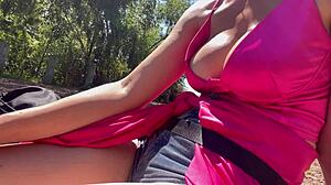 Italian Big Tits Milf Artemisia Love Shows Boobs Outdoor in Woods