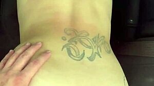 Busty hooker rides bareback in car midday