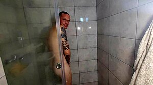 Wow, I couldn’t resist joining him in the shower jerking off!