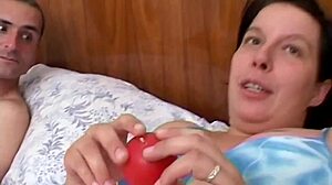 in my friend's room, i love doing foreplay with my Italian brunette girlfriend, touching her natural tits 😍