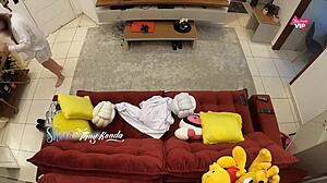 Hot wife Thay Ksada seduces delivery man for sofa pounding.