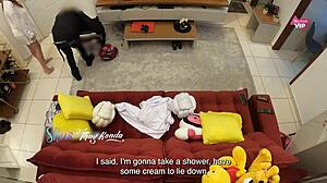 Hot wife Thay Ksada seduces delivery man for sofa pounding.