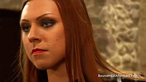 two submissive lesbian slaves tied up together, getting touched and punished in bondage play