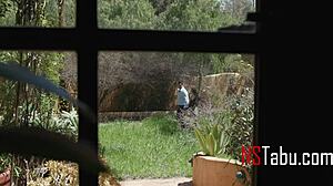 stepdad fucks his petite stepdaughter hard, taking care of her tight pussy while she sucks his cock.