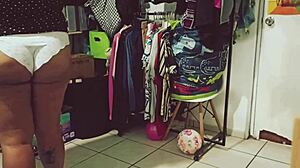 bbw gordita mexicana cleaning the room voyeur style