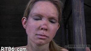 bondage session turns rough with femdom sucking and fucking