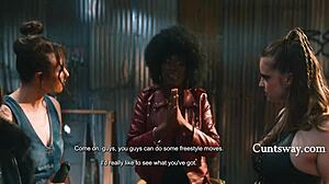 i licked her shaved pussy in group banging with cum