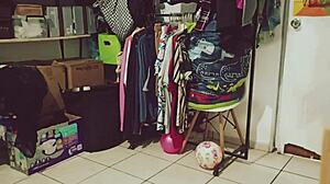 bbw gordita mexicana cleaning the room voyeur style