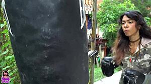 Petite girl consents to neighbor's big cock after boxing