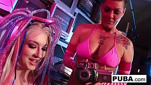 Lesbian sex with jezebelle and leya, brunette milf babe oral.