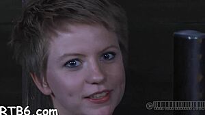 bondage session turns rough with femdom sucking and fucking