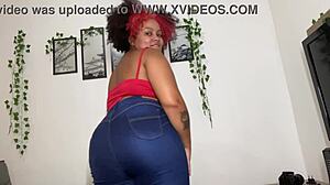 Latina BBW Dominates in Tight Blue Jeans