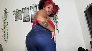 Latina BBW Dominates in Tight Blue Jeans