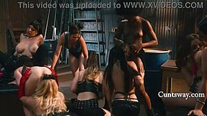 i licked her shaved pussy in group banging with cum