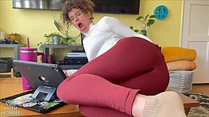 stepmom caught watching porn, avoids real action