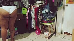 bbw gordita mexicana cleaning the room voyeur style